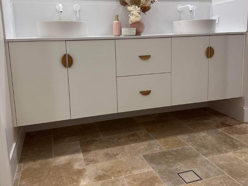 bathroom floor and splashback tiling