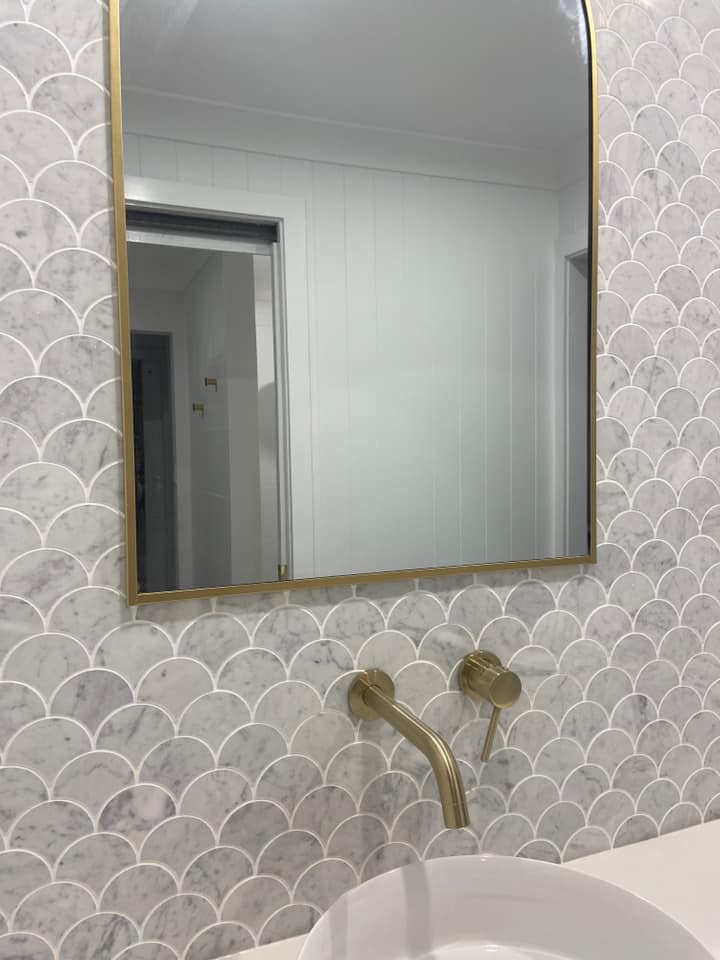 bathroom wall tiling grey scales Gold Coast