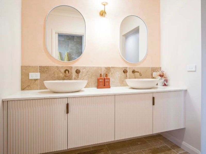 modern bathroom renovation matching floor and splashback tiling gold coast