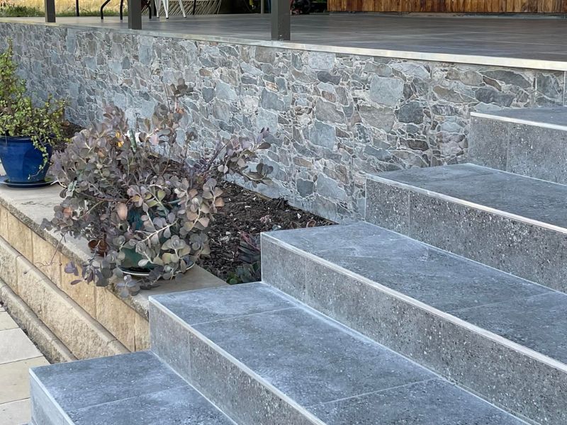 outdoor steps and verandah tiling grey stone look